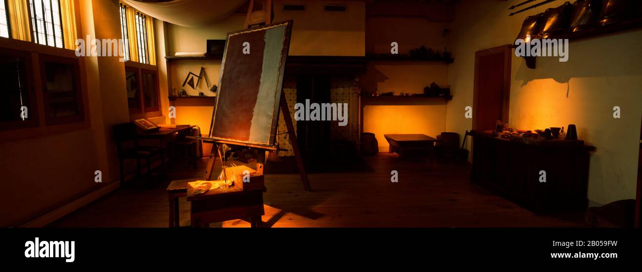 Interni di un Rembrandt's Studio, Amsterdam, Paesi Bassi Foto Stock