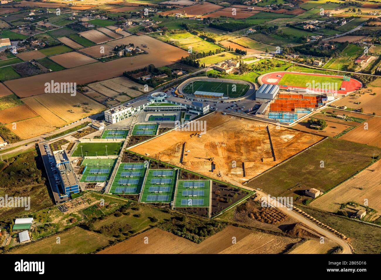 Rafa Nadal Sports Center A Manacor, 09.01.2020, Vista Aerea, Spagna, Isole Baleari, Maiorca, Manacor Foto Stock