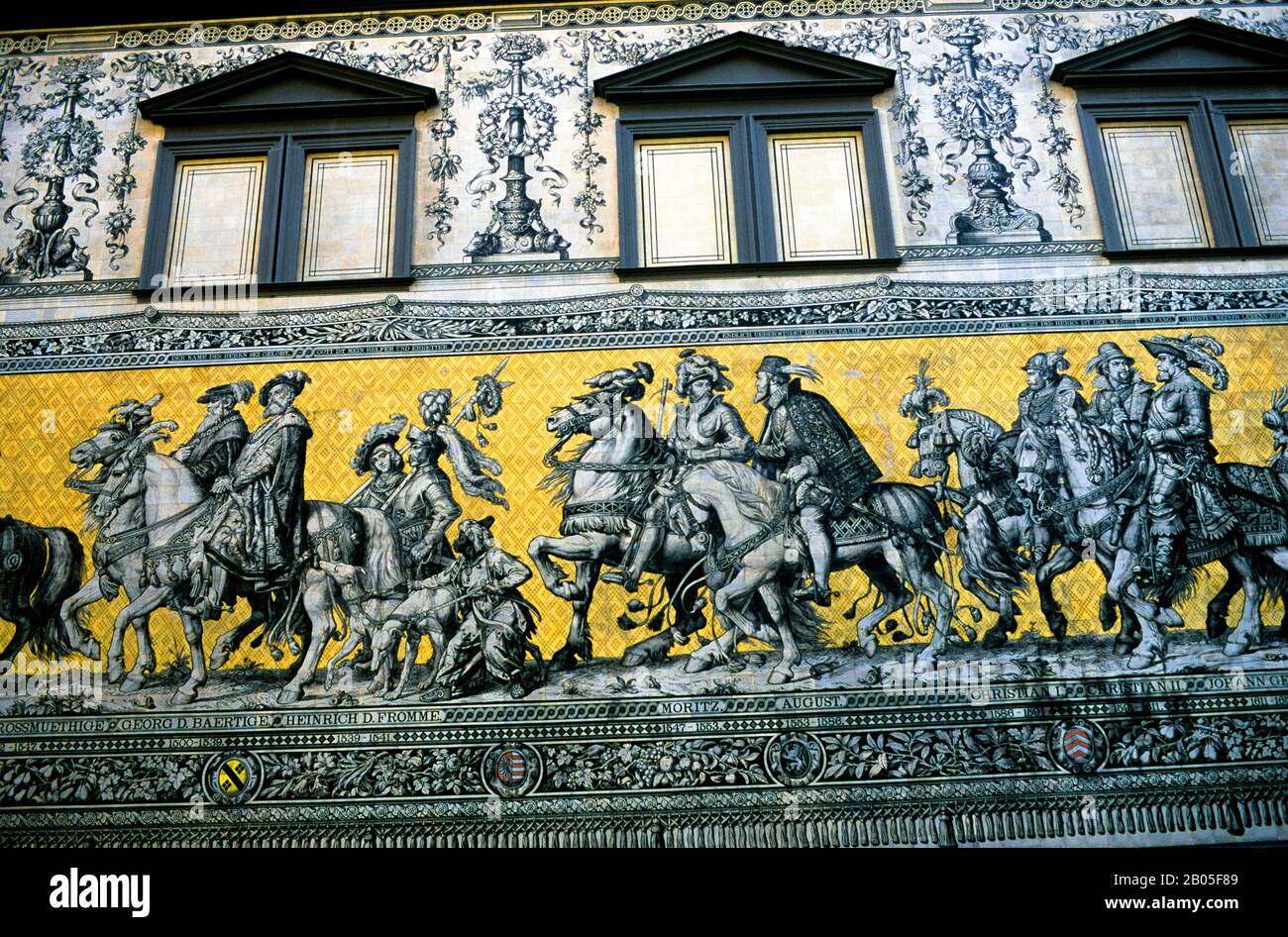 GERMANIA, DRESDA, PROCESSIONE DEI PRINCIPI SULLE MURA ESTERNE DELLE SCUDERIE REALI Foto Stock