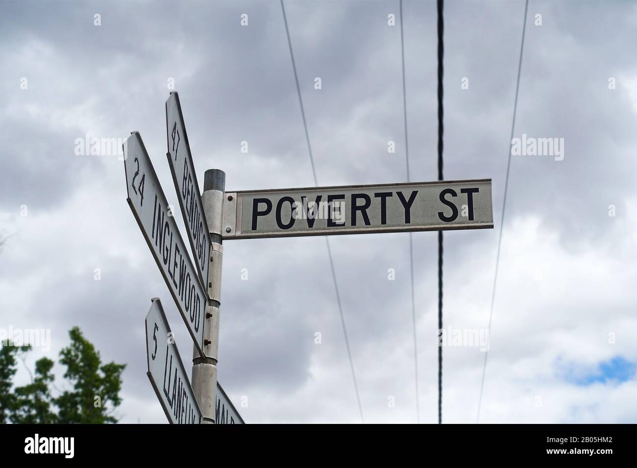 Street segno in rurale Victoria con un nome sfortunato Foto Stock