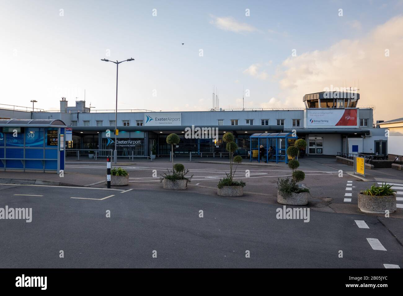 Cartello Del Terminal Dell'Aeroporto Di Exeter Foto Stock