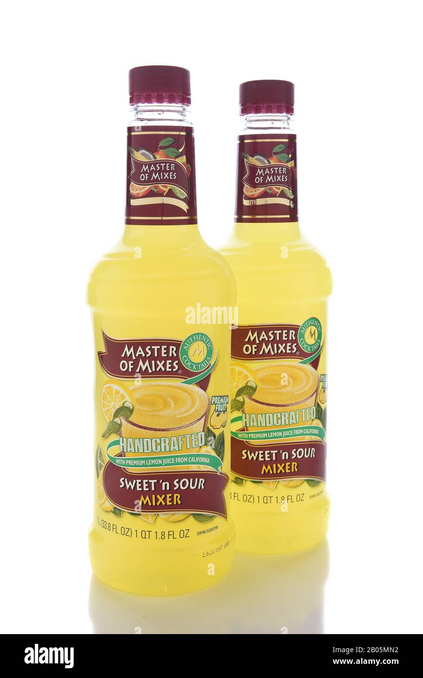 Irvine, CALIFORNIA - 13 GENNAIO 2017: Master of Mixes Sweet and Sour Mix. Da Rivenditori americani di bevande, creatori di un'ampia varietà di miscele di bevande Foto Stock