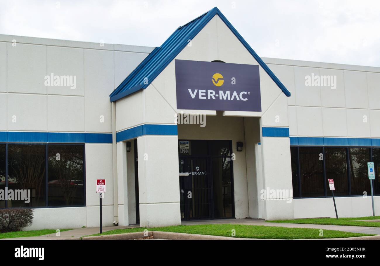 Ver-Mac azienda edificio esterno a Houston, Texas. Produttore di apparecchiature mobili per il controllo elettronico del traffico, l'illuminazione e la sicurezza. Fondata nel 1957. Foto Stock