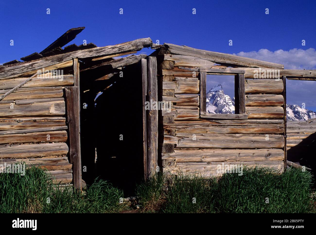 USA, WYOMING, GRAND TETON NATIONAL PARK, TETON RANGE, PFEIFFER'S HOMESTEAD Foto Stock