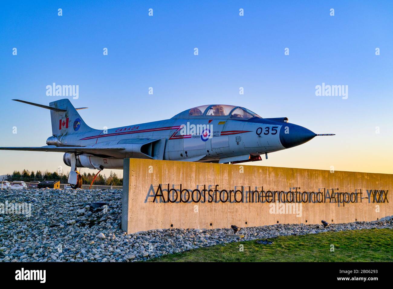Le Forze canadesi hanno ritirato l'aeromobile di intercettazione di McDonnell CF-101 Voodoo, l'aeroporto internazionale di Abbotsford, Abbotsford, British Columbia, Canada Foto Stock