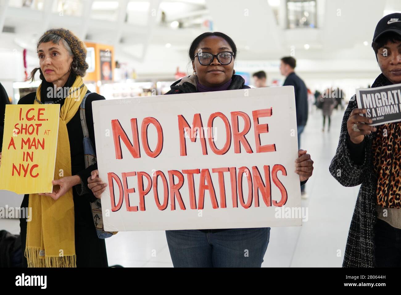 Protesta Per L'Immigrazione, Oculus, New York City Foto Stock