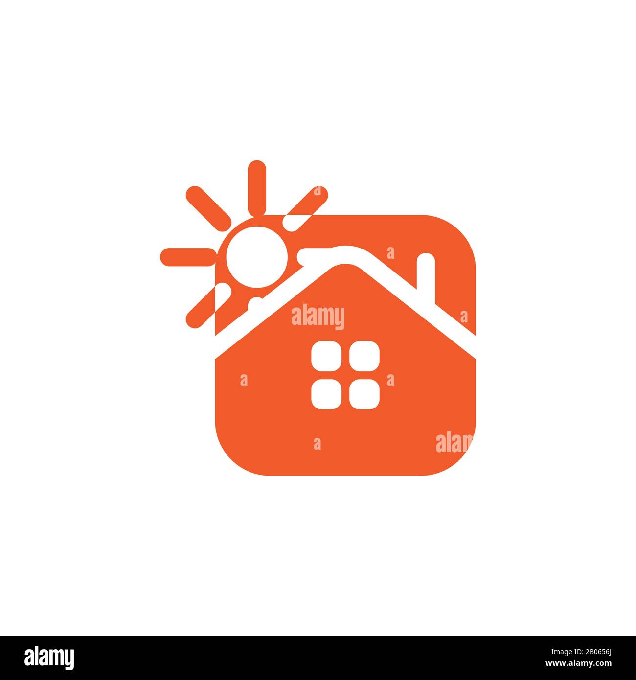 cute sunny home square logo vettore Illustrazione Vettoriale