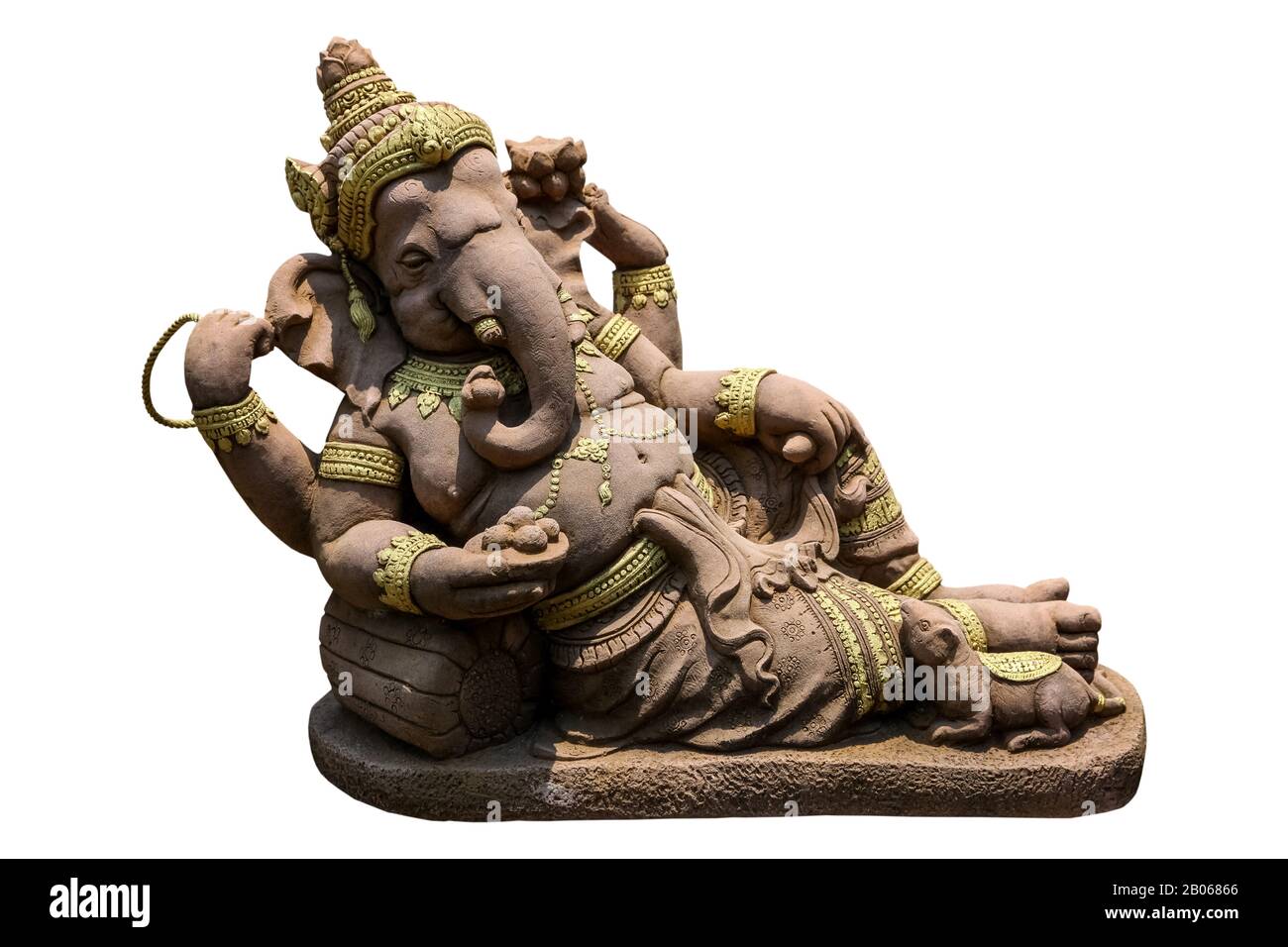 Kanchanaburi, TAILANDIA - 16 Aprile 2015 : statua di Ganesha il dio Indù, la cui testa è un elefante al Tempio di Kanchanaburi, Thailandia. È Foto Stock