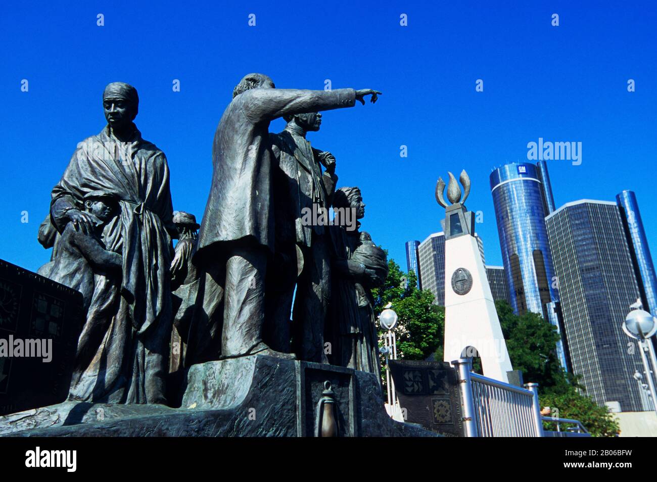 USA, MICHIGAN, DETROIT, RIVERWALK, MONUMENTO FERROVIARIO SOTTERRANEO Foto Stock