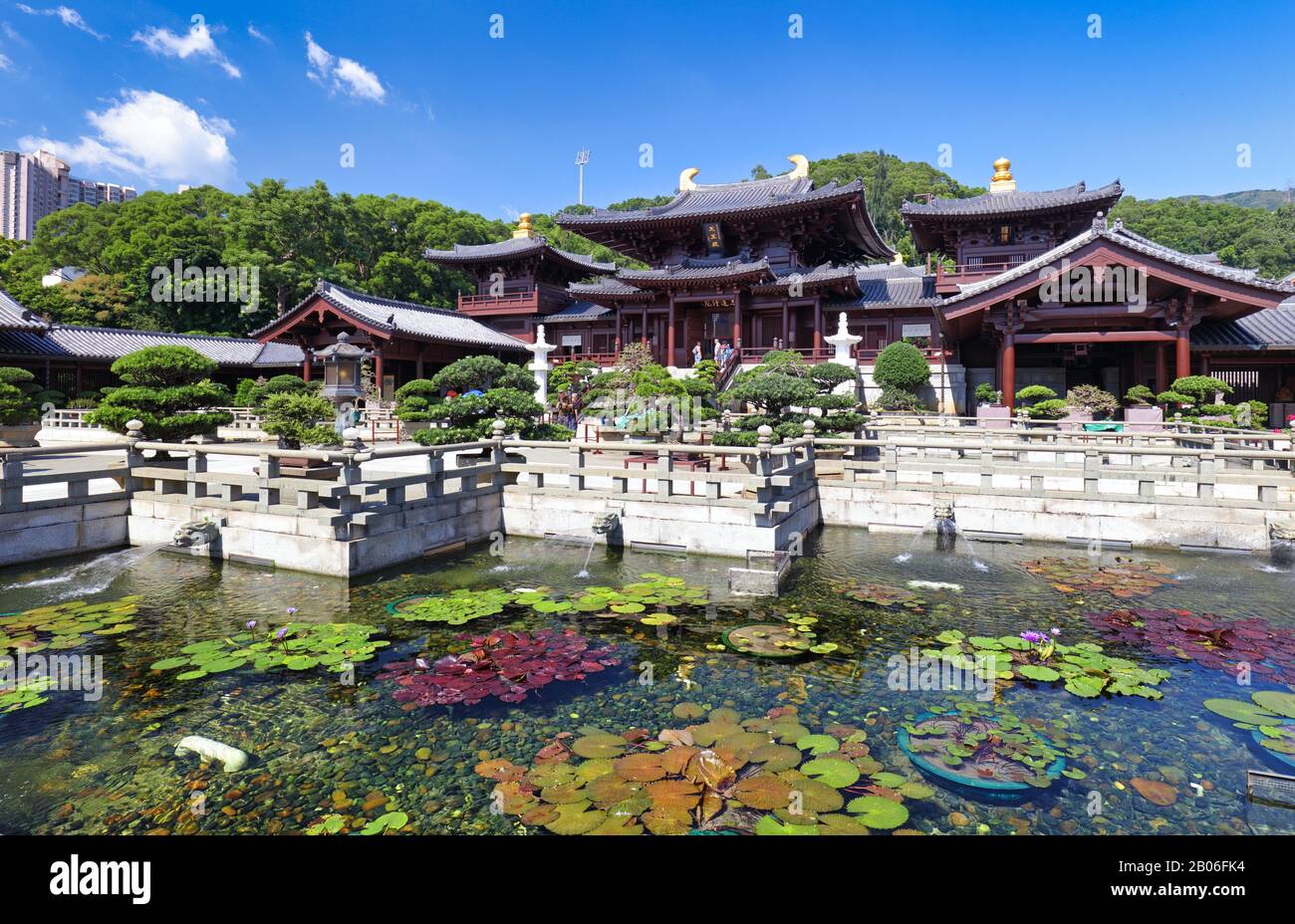 Chi lin monastero, dinastia Tang stile tempio, Hong Kong, Cina Foto Stock
