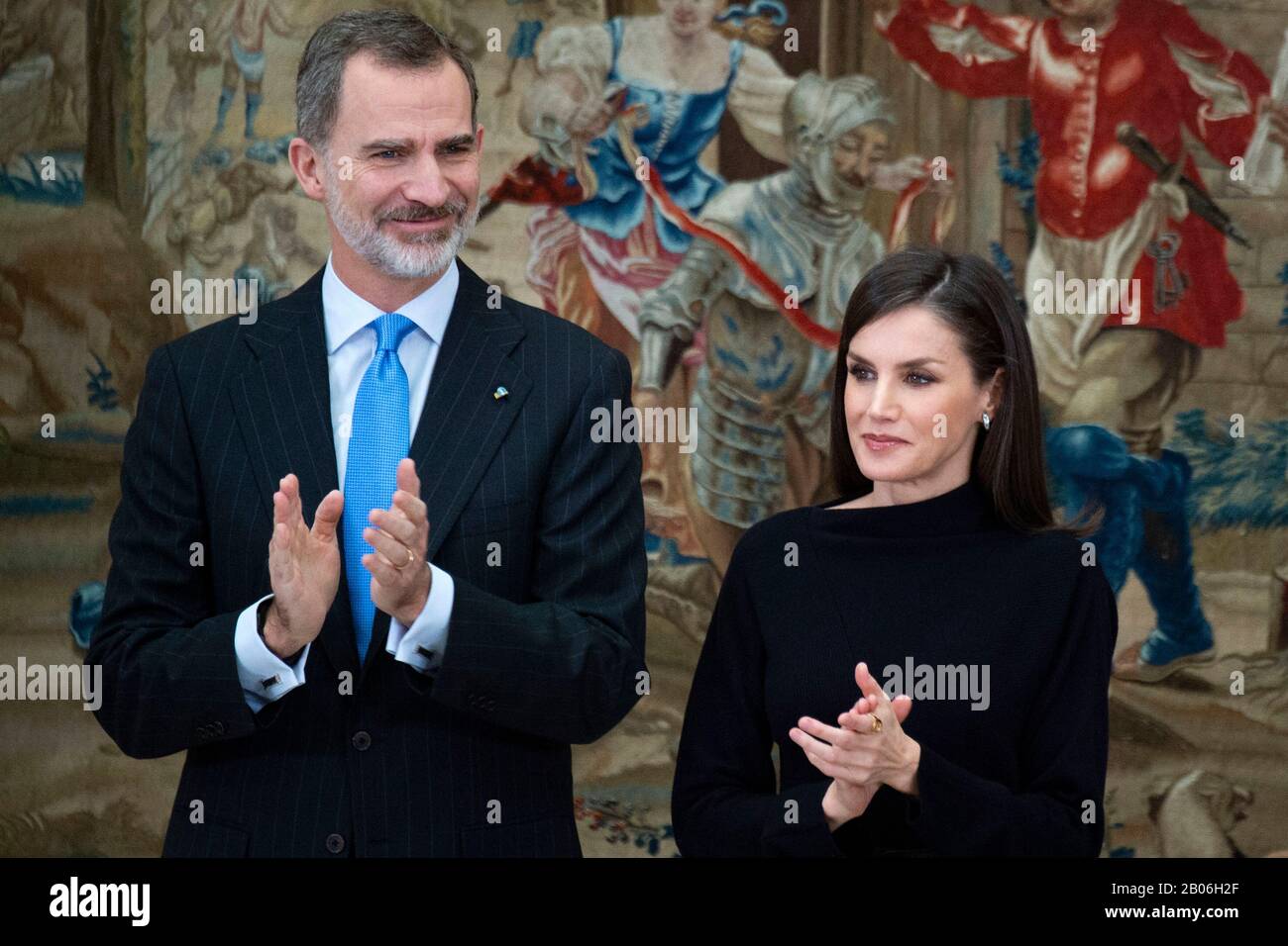 Madrid, Spanien. 17th Feb, 2020. Re Felipe VI. Di Spagna e Regina Letizia di Spagna alla cerimonia di premiazione delle Premios Nacionales de Investigación 2019 al Palacio del Pardo. Madrid, 17/02/2020 | utilizzo credito mondiale: DPA/Alamy Live News Foto Stock