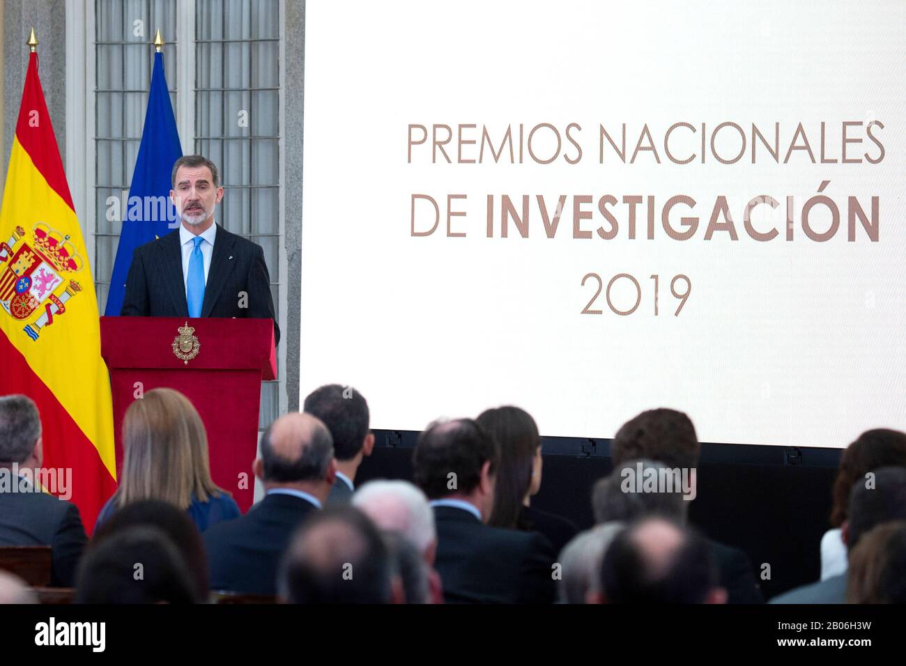 Madrid, Spanien. 17th Feb, 2020. Re Felipe VI. Di Spagna alla cerimonia di premiazione del Premios Nacionales de Investigación 2019 al Palacio del Pardo. Madrid, 17/02/2020 | utilizzo credito mondiale: DPA/Alamy Live News Foto Stock