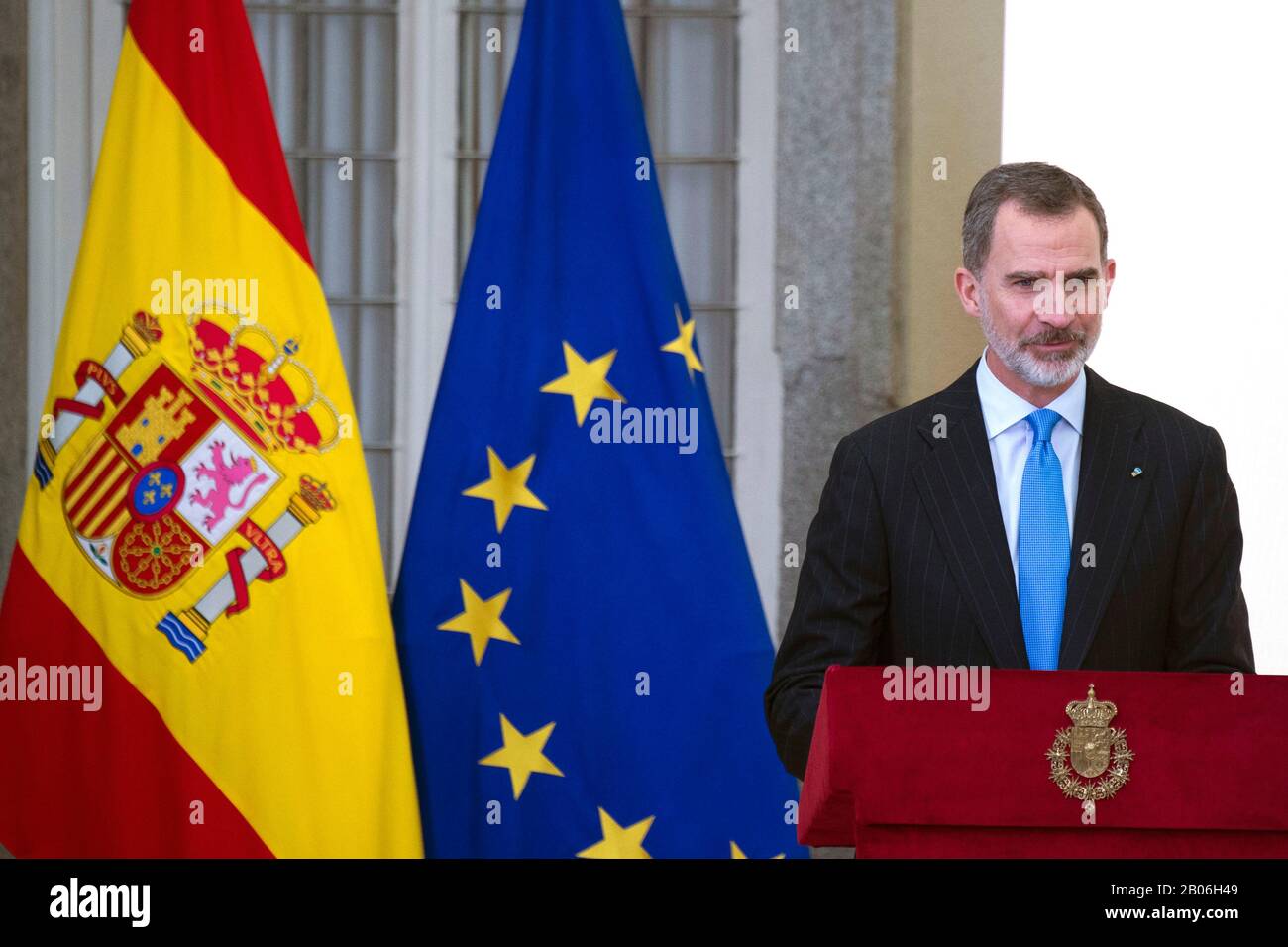 Madrid, Spanien. 17th Feb, 2020. Re Felipe VI. Di Spagna alla cerimonia di premiazione del Premios Nacionales de Investigación 2019 al Palacio del Pardo. Madrid, 17/02/2020 | utilizzo credito mondiale: DPA/Alamy Live News Foto Stock