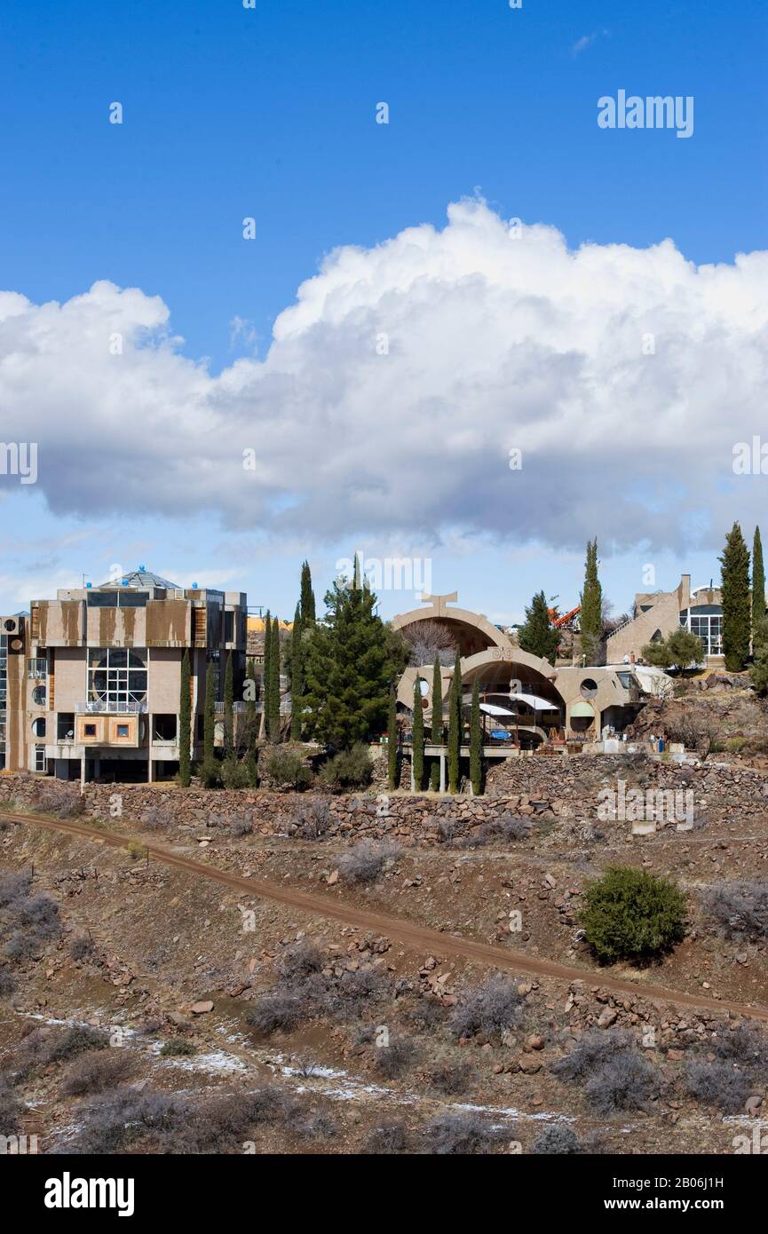 USA, ARIZONA, VISTA DI ARCOSANTI (CITTÀ SPERIMENTALE) Foto Stock