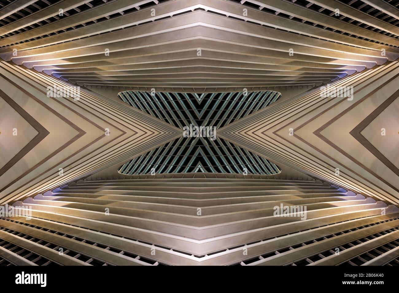 Composizione digitale, dettaglio del tetto nella stazione di Liegi, stazione Gare de Liege-Guillemins, architetto Santiago Calatrava, Liegi, Vallonia, Belgio Foto Stock