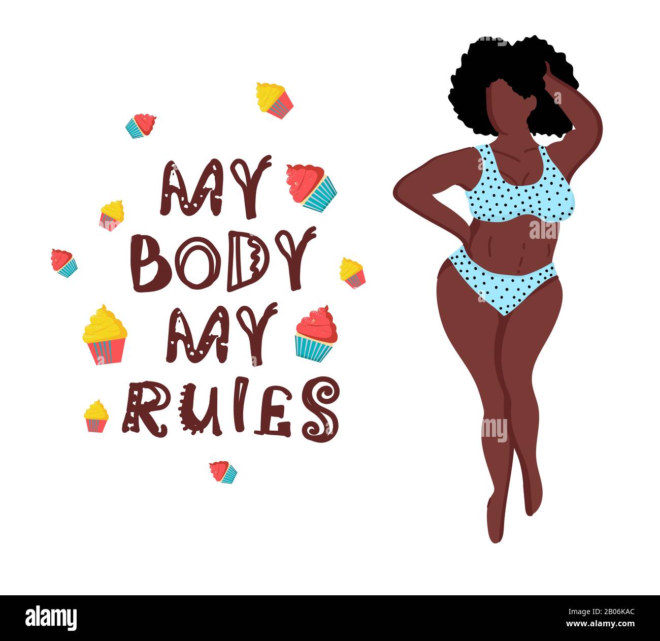 IL MIO CORPO LE MIE REGOLE bikini afroamericano. Corpo positivo. Costumi da  bagno. Sovrappeso, persone grasse, obesità. Sport e fitness. Torte Foto  stock - Alamy