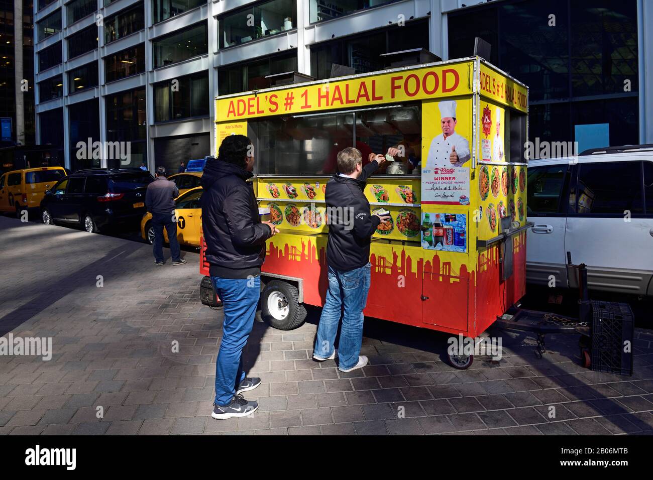 Food Stall, Snack Stand, Wall Street, Manhattan, New York City, New York State, Usa Foto Stock