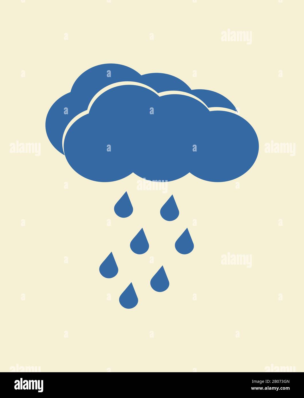 Nuvola vettoriale blu con pioggia in caduta. Illustrazione del tempo della stagione delle piogge Illustrazione Vettoriale