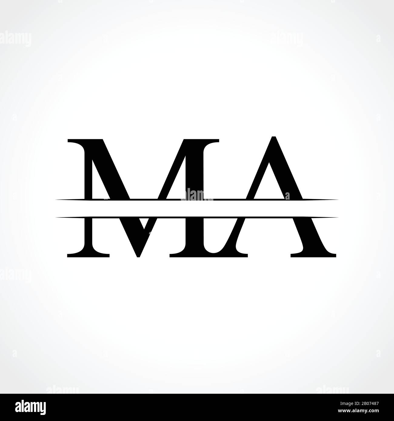 Modello vettore di disegno con logo lettera ma iniziale. Astratto nero lettera ma logo Design Illustrazione Vettoriale