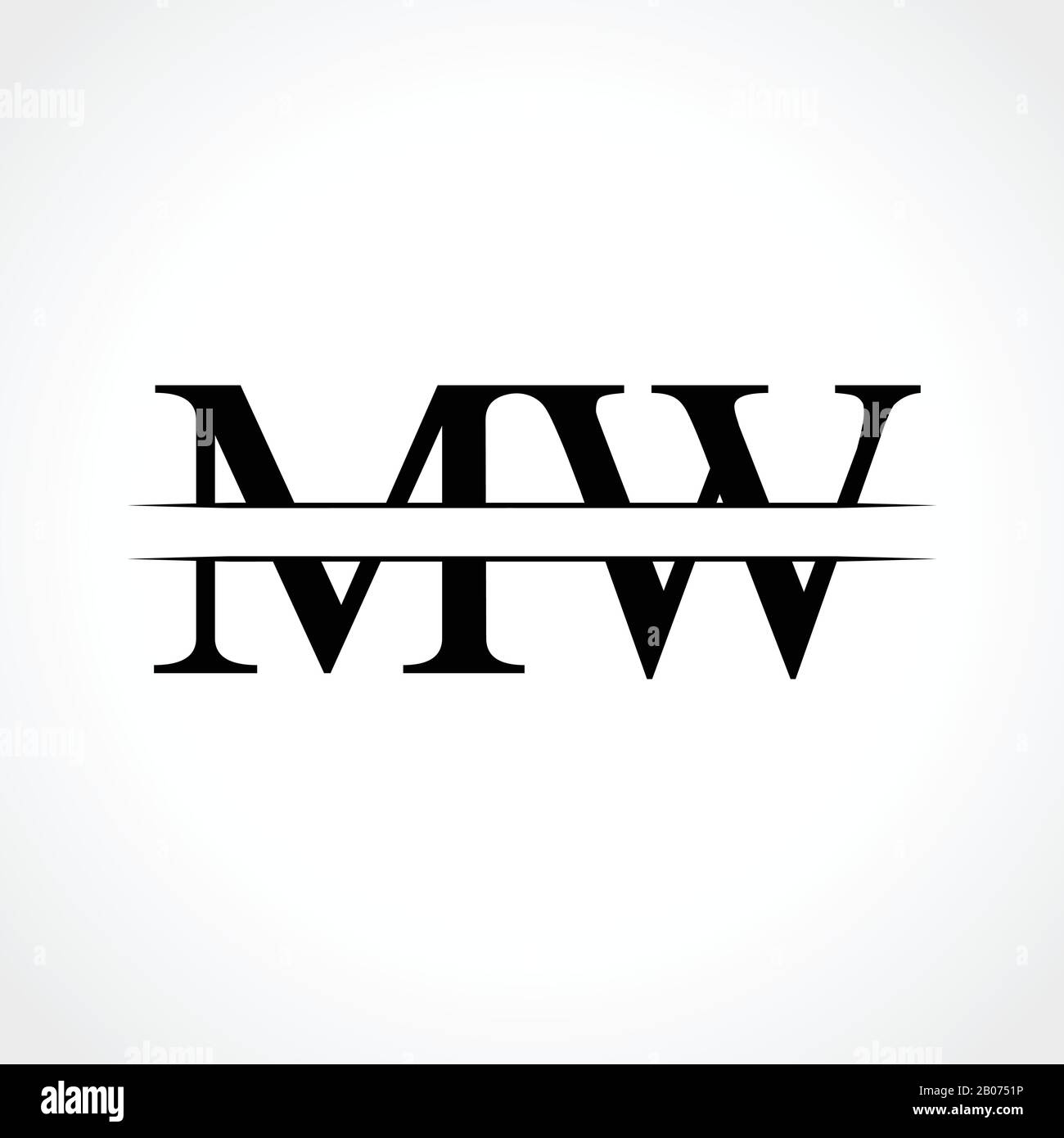 Modello vettore di disegno con logo lettera MW iniziale. Astratto nero lettera MW logo Design Illustrazione Vettoriale
