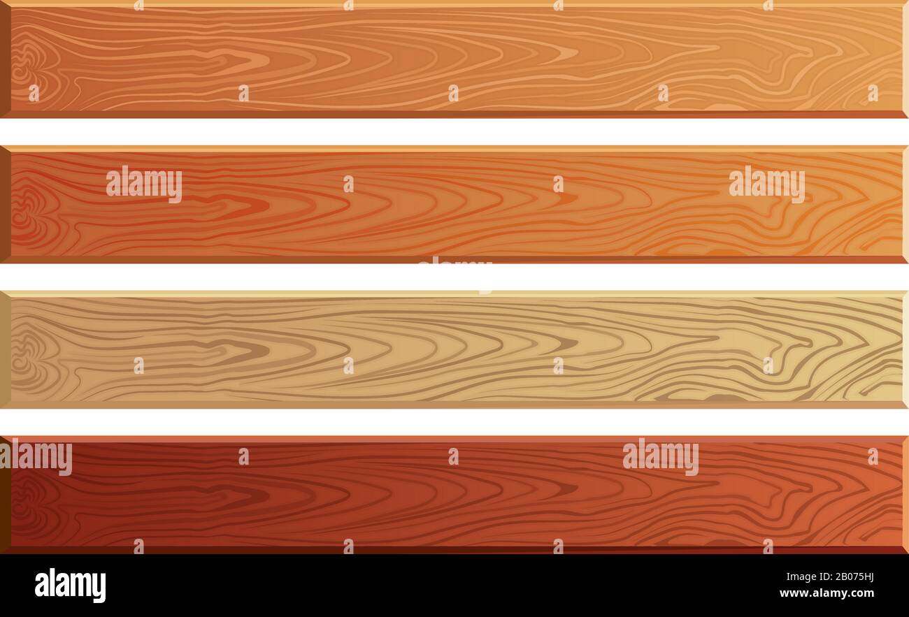 Tavole di legno con trama di legno vettore set. Disegno strutturato della tavola di legno Illustrazione Vettoriale
