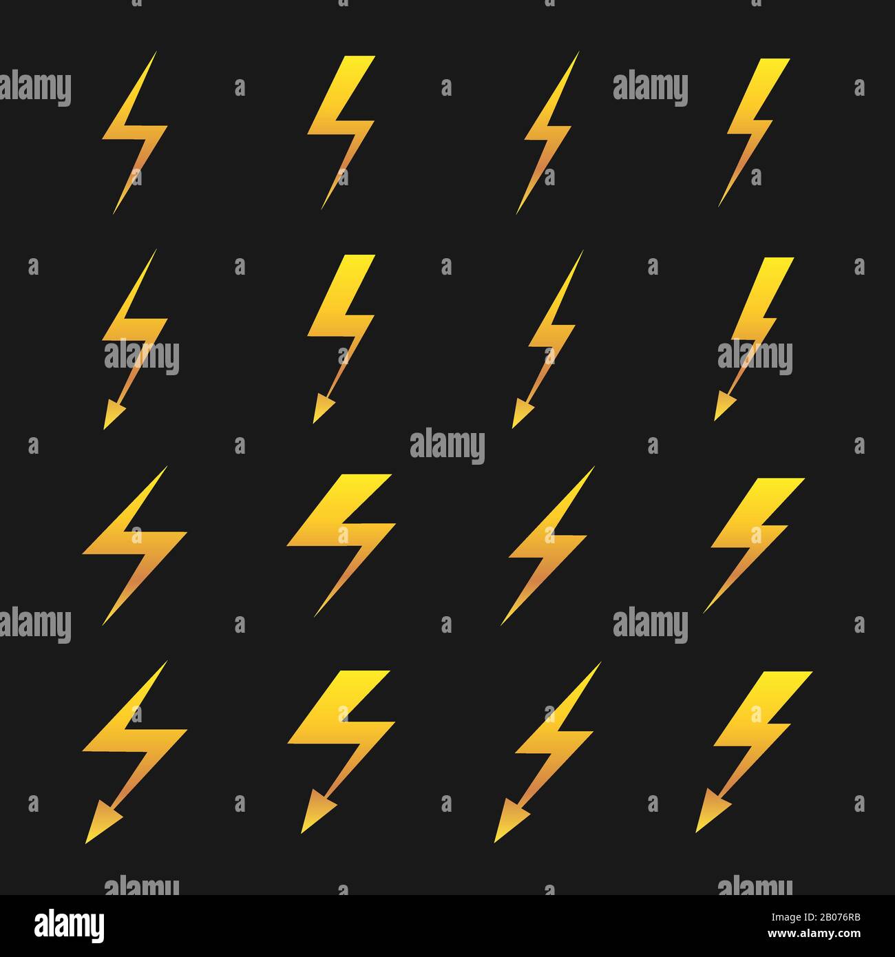 Set di luci gialle isolate su sfondo nero. Illustrazione del vettore Illustrazione Vettoriale