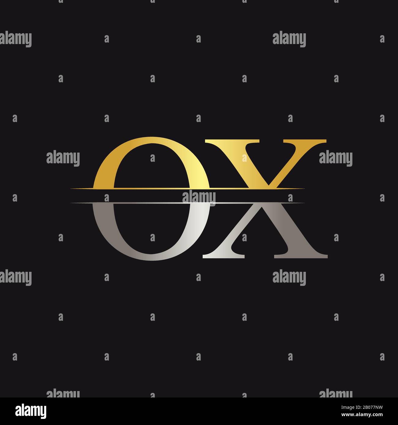 Modello Vettore Di Disegno Con Logo Ox Lettera Monogramma Iniziale. Logo In Formato Lettera Ox Illustrazione Vettoriale