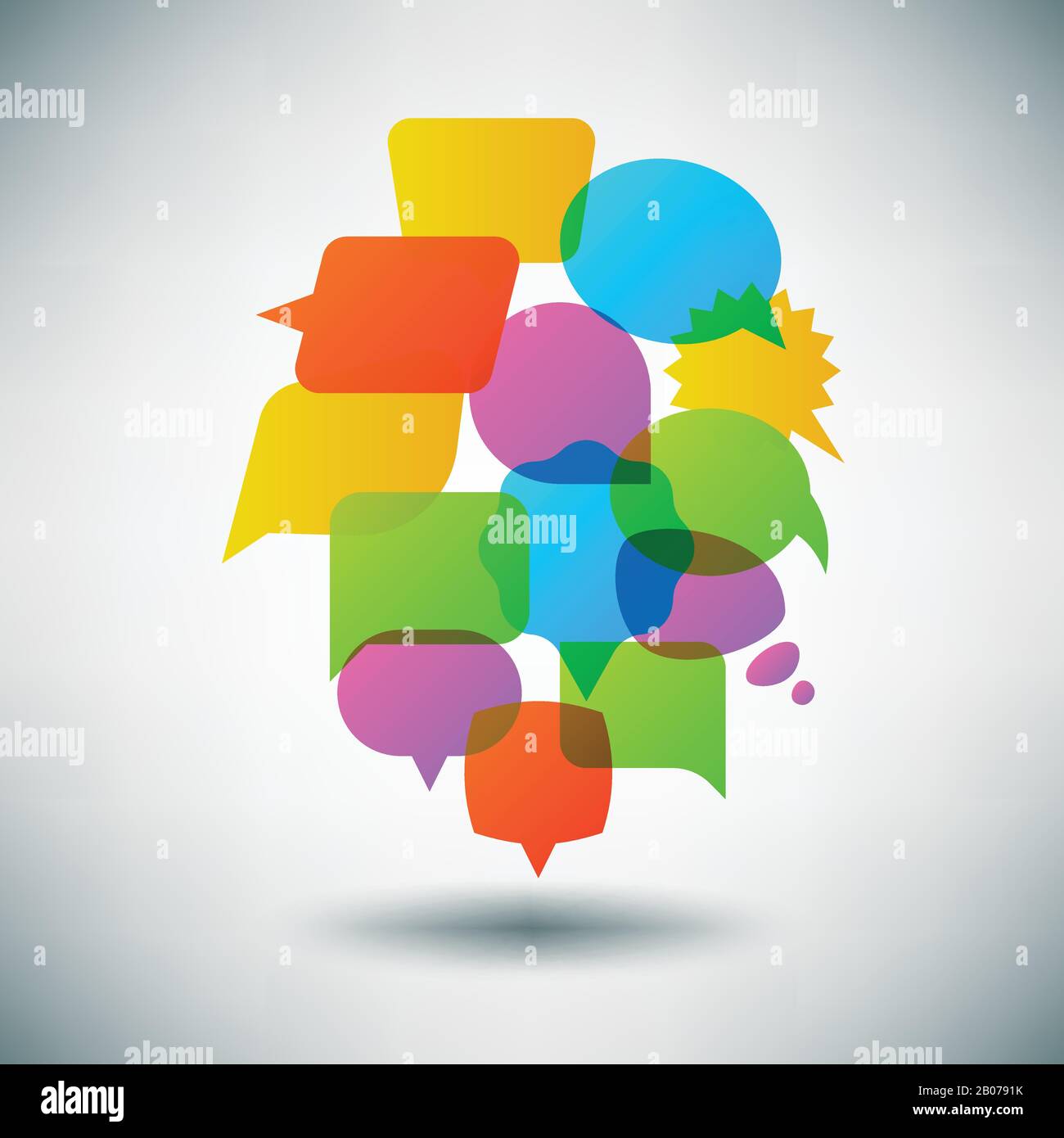 Concetto di vettore a bolle vocali, modello infografico. Illustrazione Web della finestra di dialogo di comunicazione Illustrazione Vettoriale