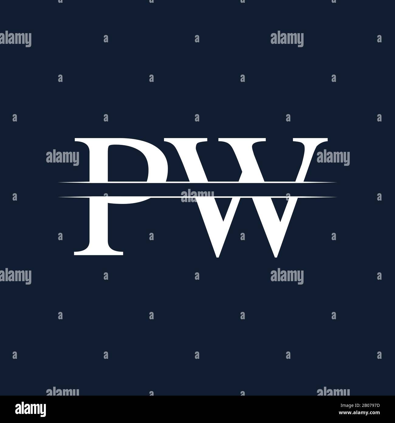 Modello Vettore Di Disegno Con Logo Pw Lettera Monogramma Iniziale. Logo Lettera Pw Illustrazione Vettoriale