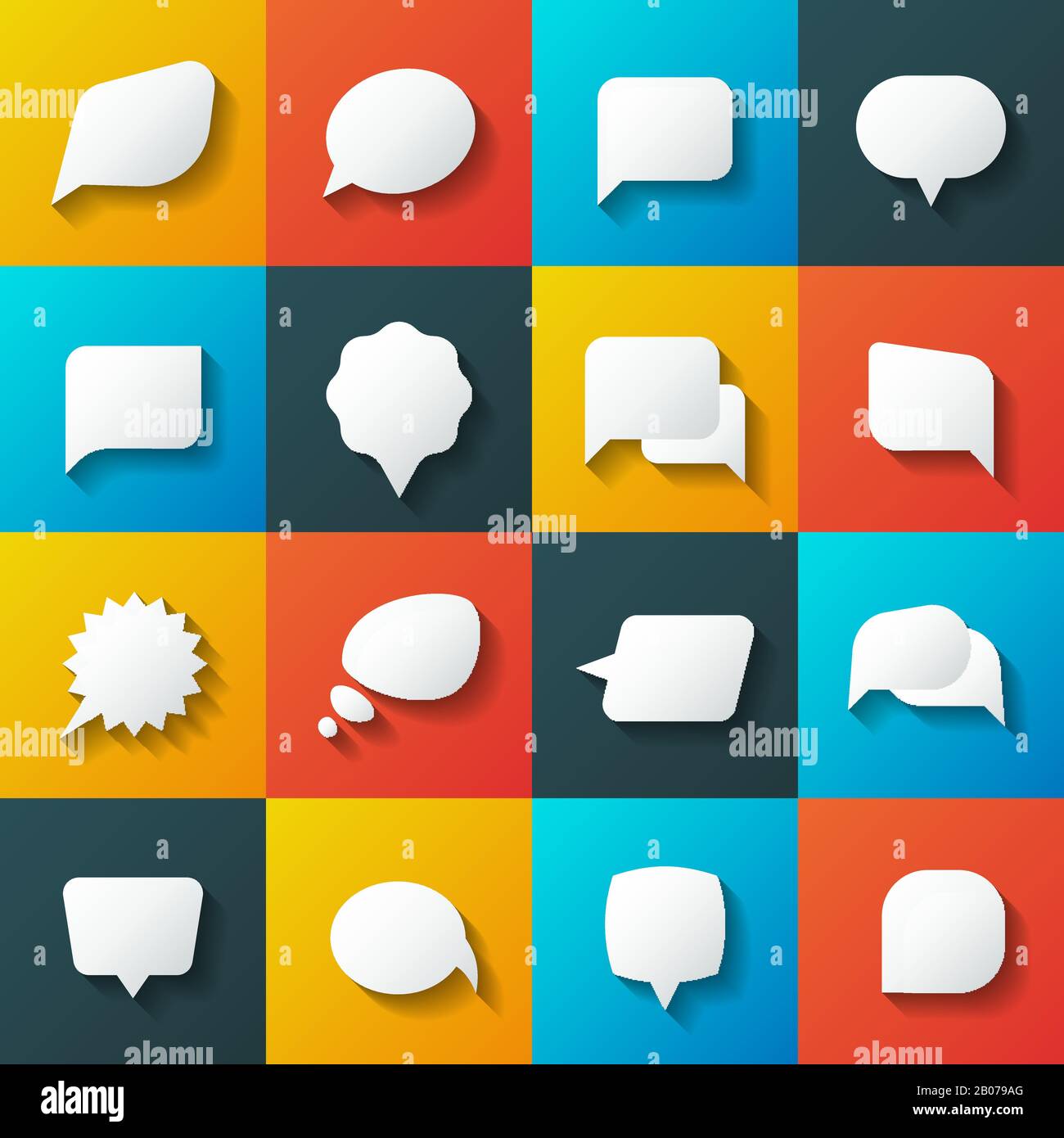 Icone vettoriali a bolle d'aria catadiottro. Elementi di comunicazione per la conversazione e l'illustrazione dei messaggi Illustrazione Vettoriale