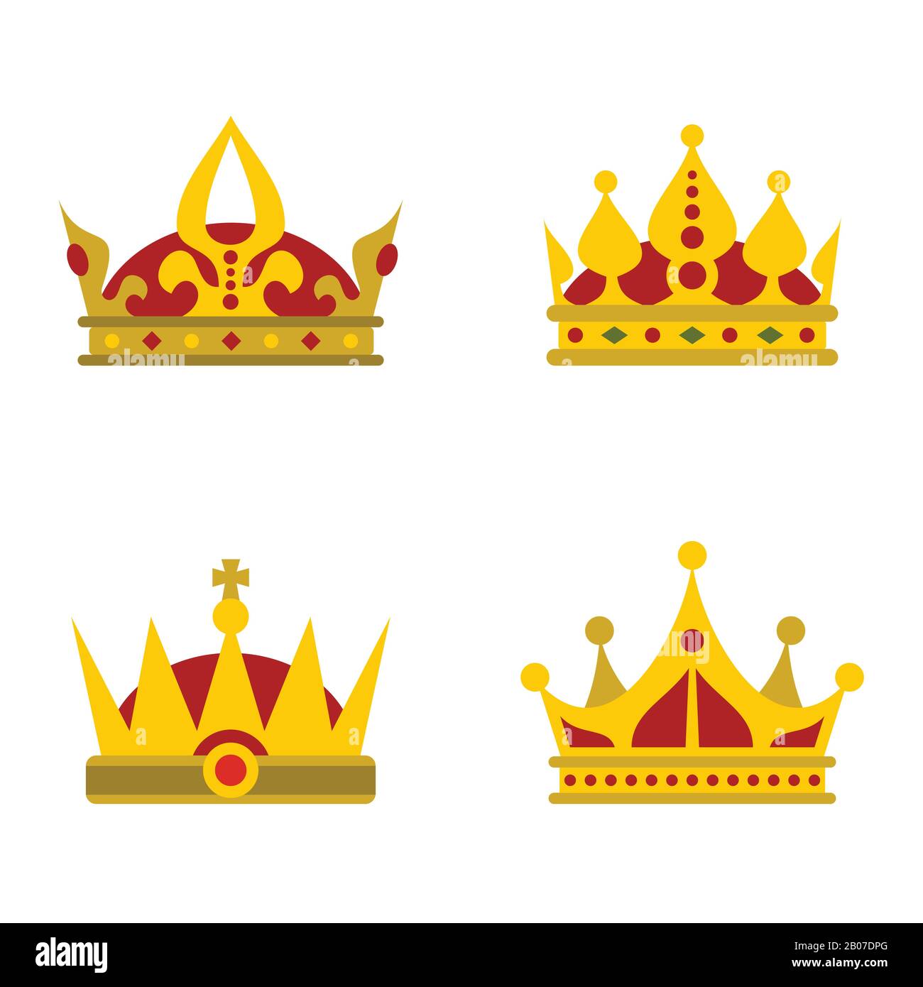 Icone color corona su sfondo bianco per regina e principe. Illustrazione del vettore Illustrazione Vettoriale