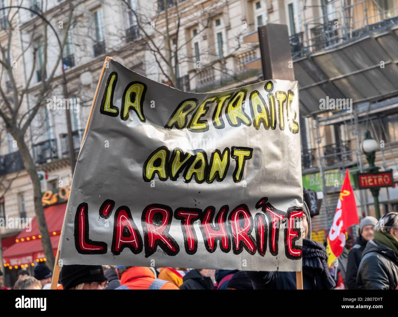 Protesta contro la pensione di vecchiaia francese la riforma in Parigi Foto Stock