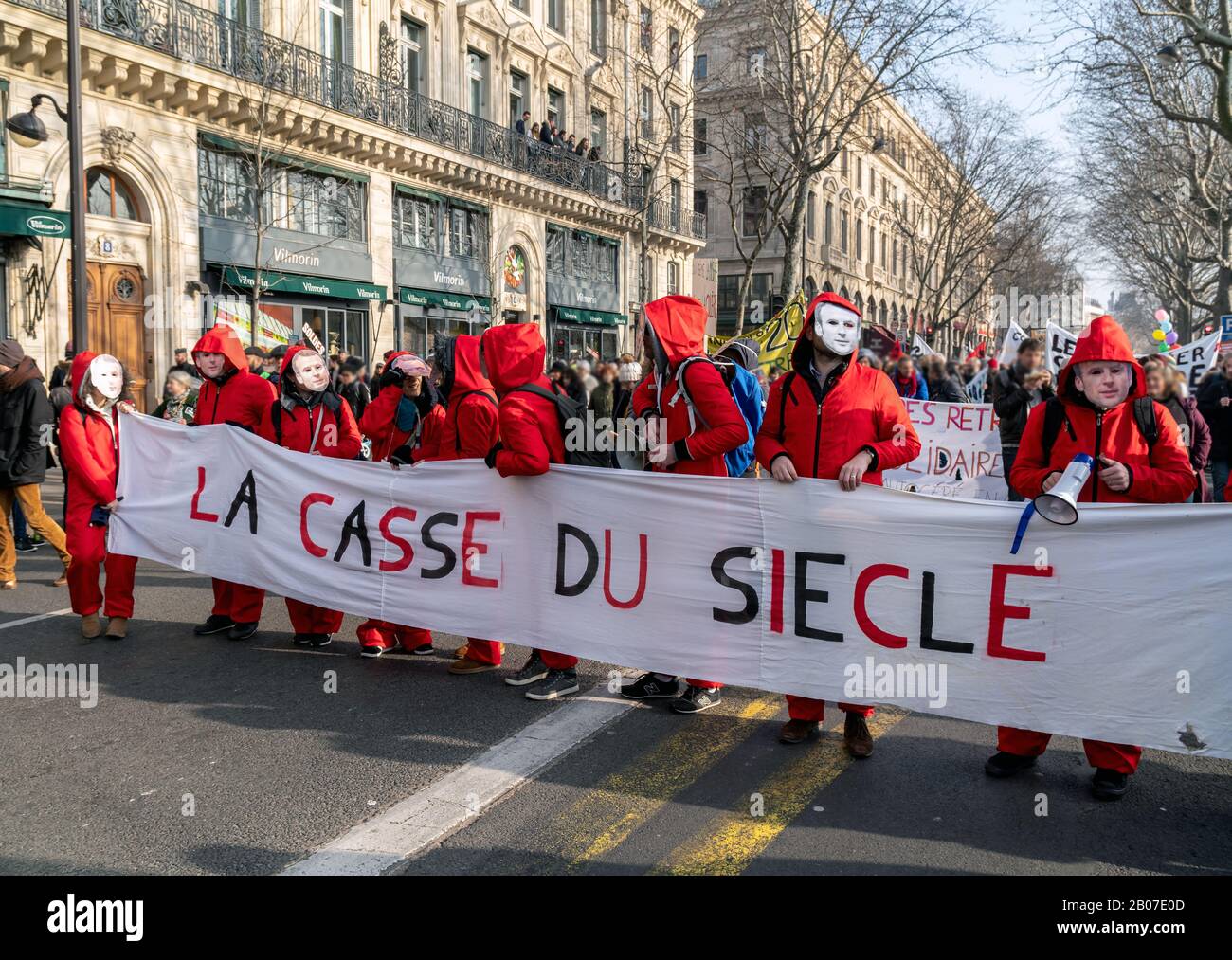 Protesta contro la pensione di vecchiaia francese la riforma in Parigi Foto Stock