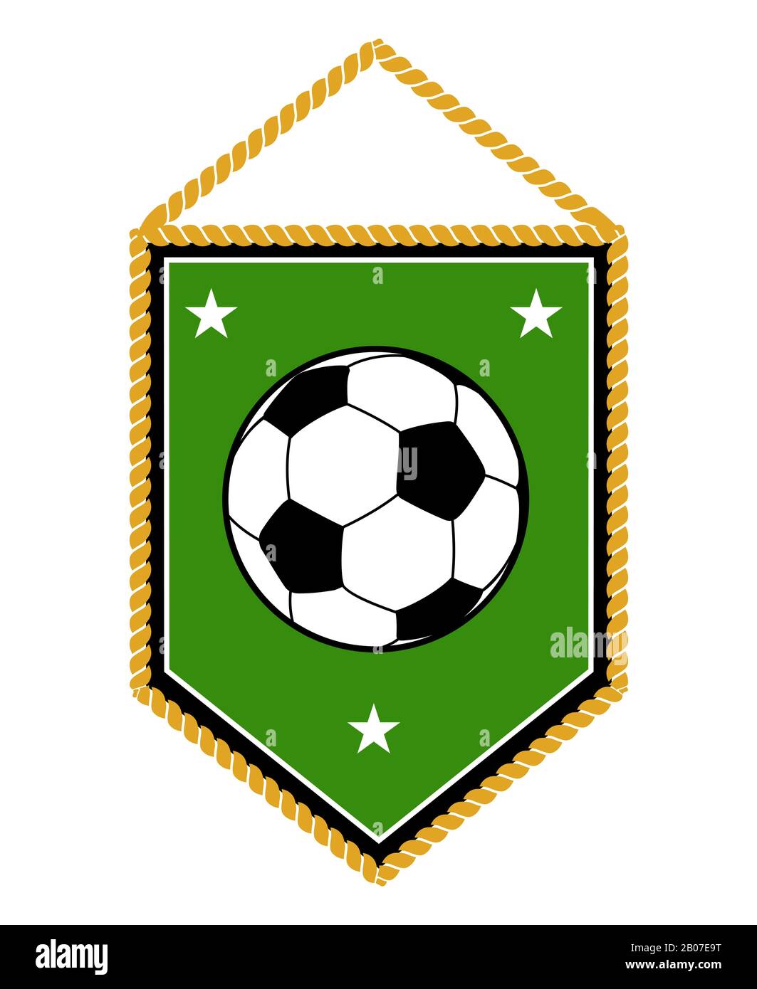 Pennant calcio verde isolato su sfondo bianco. Illustrazione del vettore di bandiera di calcio Illustrazione Vettoriale