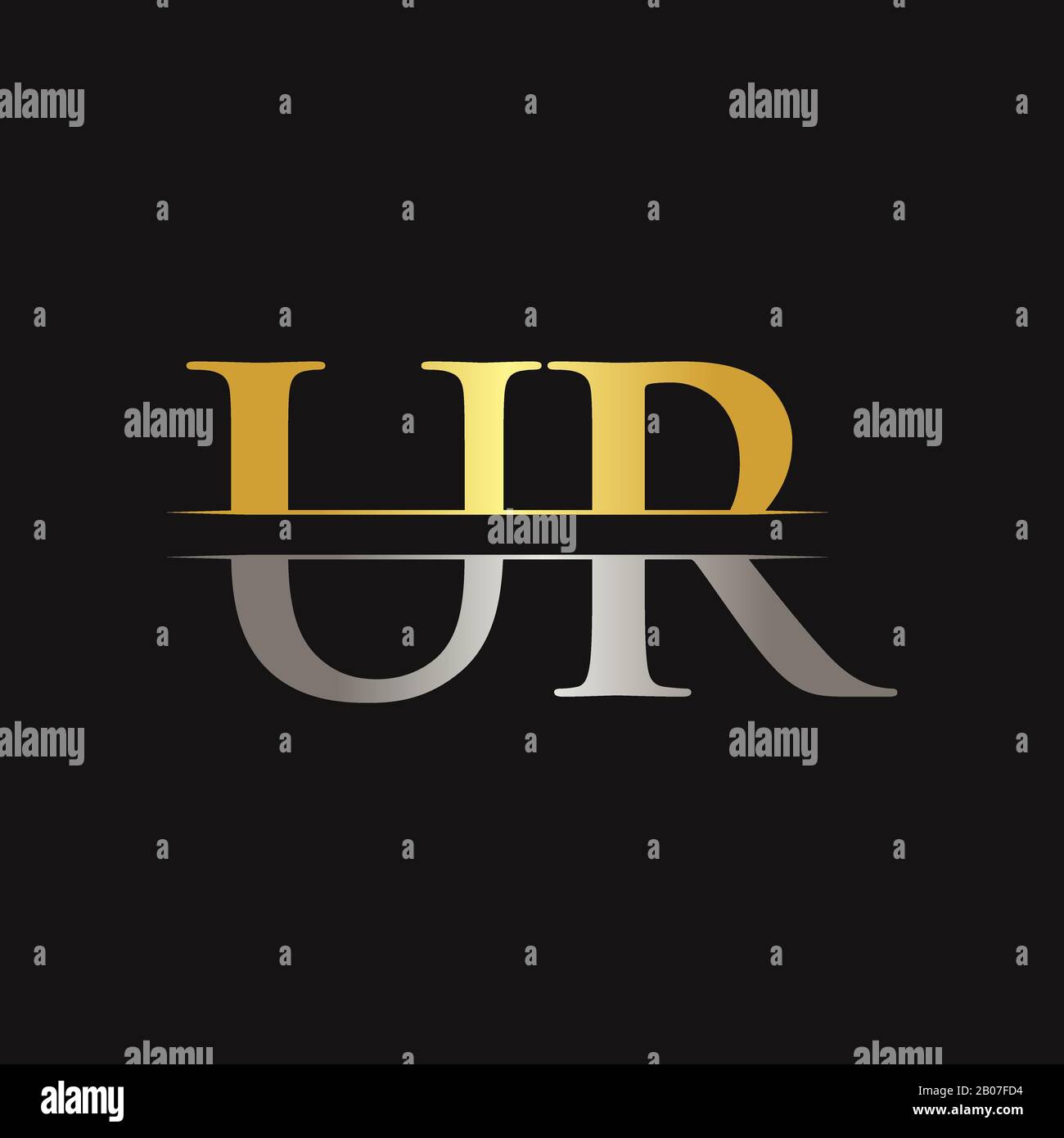 Lettera iniziale UR Logo Design template vettoriale. UR Lettera Logo Design Illustrazione Vettoriale