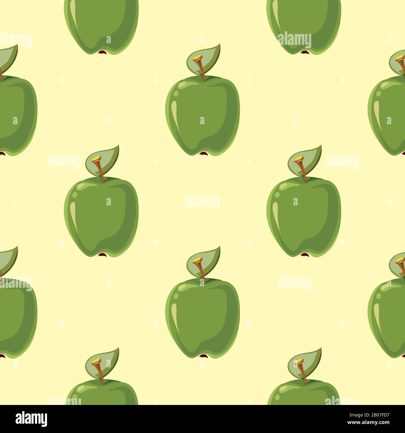Verde vettore mele senza cuciture modello sfondo. Illustrazione di frutta fresca naturale Illustrazione Vettoriale