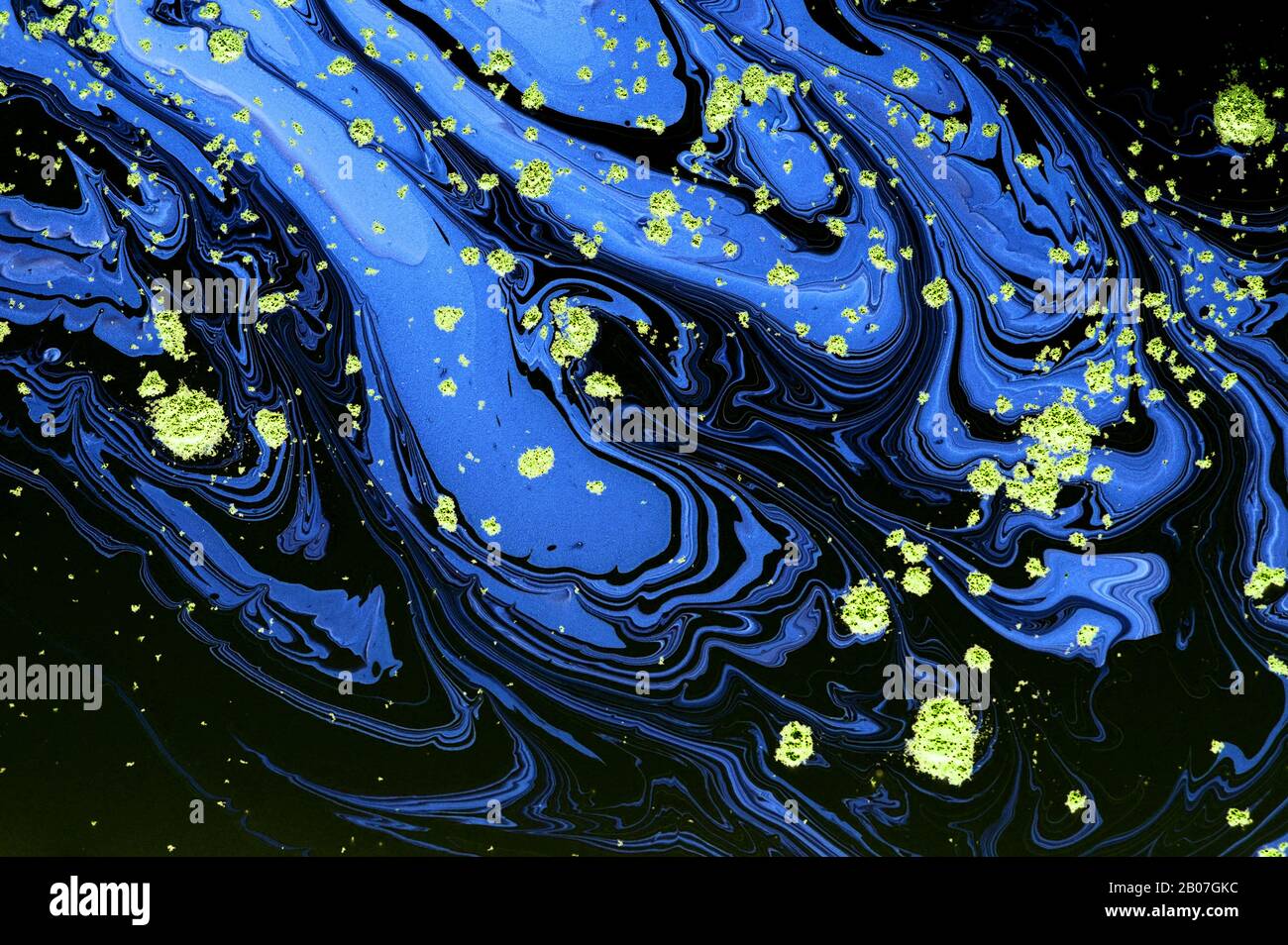 Abstract fluido blu sullo sfondo dell'arte. Arte digitale. Foto Stock