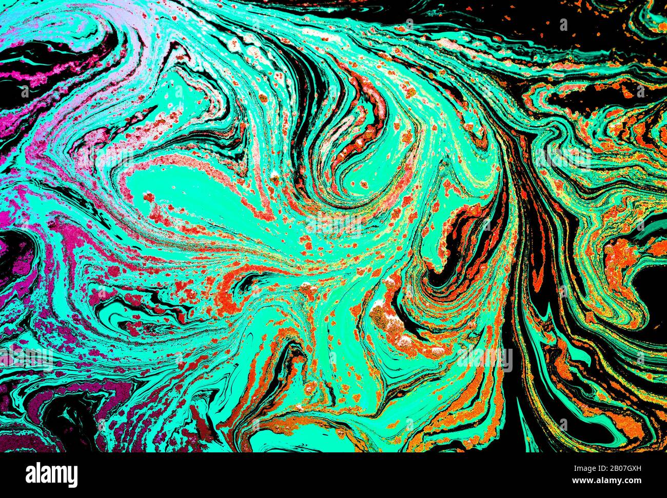 Vernice acrilica. Arte astratta sfondo, pittura acrilica fluida su tela. Foto Stock