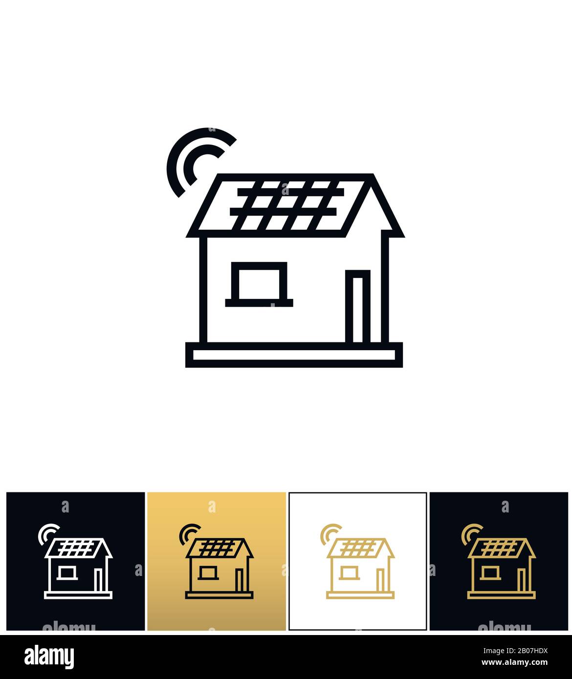 Icona Smart home vector. Pittogramma Smart Home su sfondo nero, bianco e oro Illustrazione Vettoriale