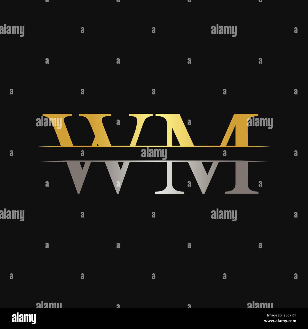 Logo Iniziale Con Collegamento A Wm Letter. Modello Vettore Di Disegno Di Logo Wm Di Lettera Creativa Illustrazione Vettoriale