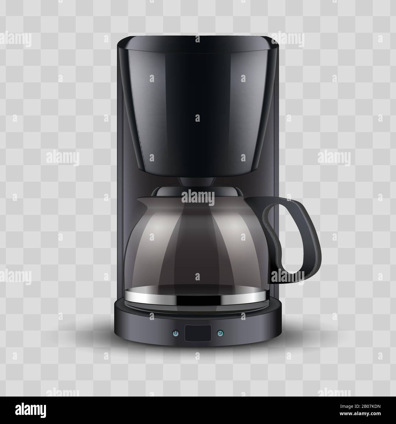 Macchina per caffè antigoccia con recipiente in vetro. Illustrazione Vettoriale