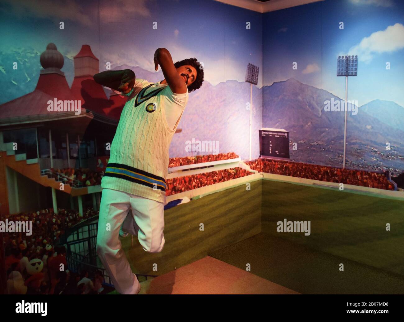 Cera figura o statua del cricketer indiano Kapil Dev nel madame tussauds di Delhi Foto Stock