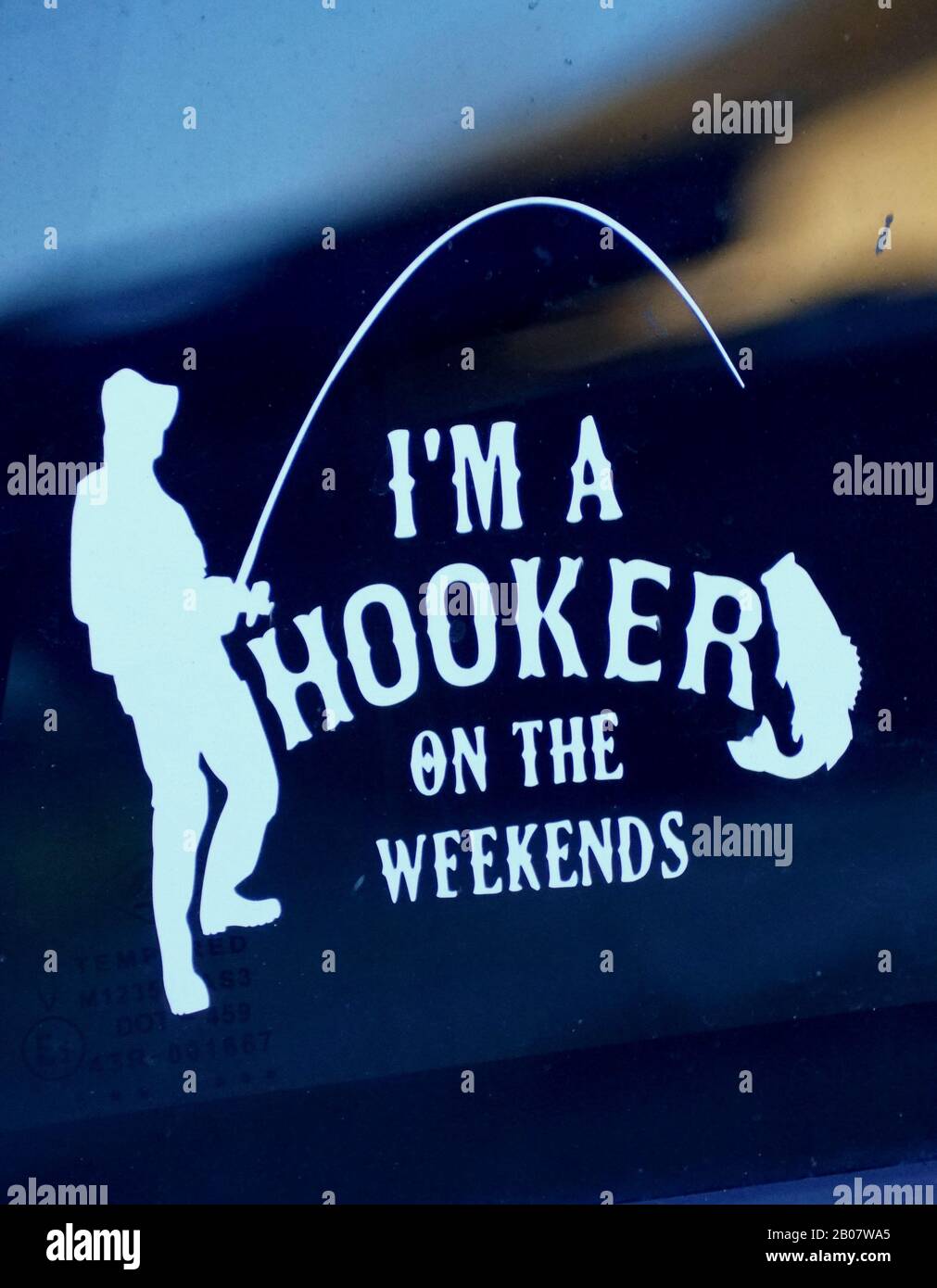 New Orleans, Louisiana, Stati Uniti - 1 febbraio 2020 - un adesivo divertente auto che dice che sono un Hooker Nei Fine Settimana Foto Stock