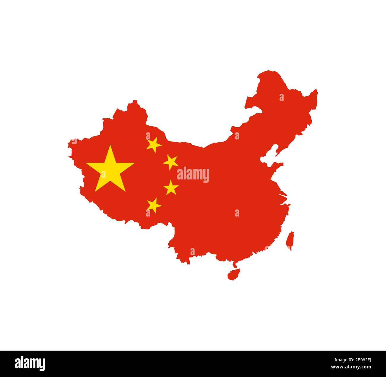 Cina mappa, bandiera. Illustrazione vettoriale, design piatto. Illustrazione Vettoriale
