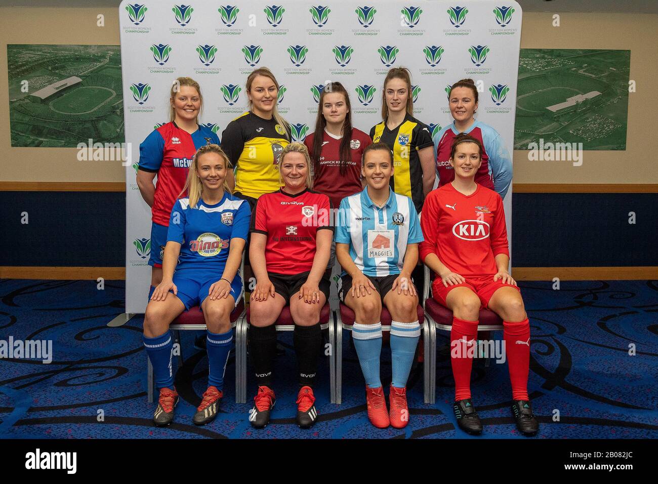 Glasgow, Regno Unito. 19th Feb 2020. Rappresentanti delle squadre coinvolte nella stagione inaugurale del campionato scozzese di calcio femminile, si sono riuniti durante l'evento di lancio stagionale del campionato scozzese femminile presso lo Stadio Nazionale, Hampden Park, Glasgow, Mercoledì 19th Febbraio 2020 | Credit Colin Poultney/Alamy Live News Foto Stock Glasgow, Regno Unito. 19th Feb 2020. Rappresentanti delle squadre coinvolte nella stagione inaugurale del campionato scozzese di calcio femminile, si sono riuniti durante l'evento di lancio stagionale del campionato scozzese femminile presso lo Stadio Nazionale, Hampden Park, Glasgow, Mercoledì 19th Febbraio 2020 | Credit Colin Poultney/Alamy Live News Foto Stock