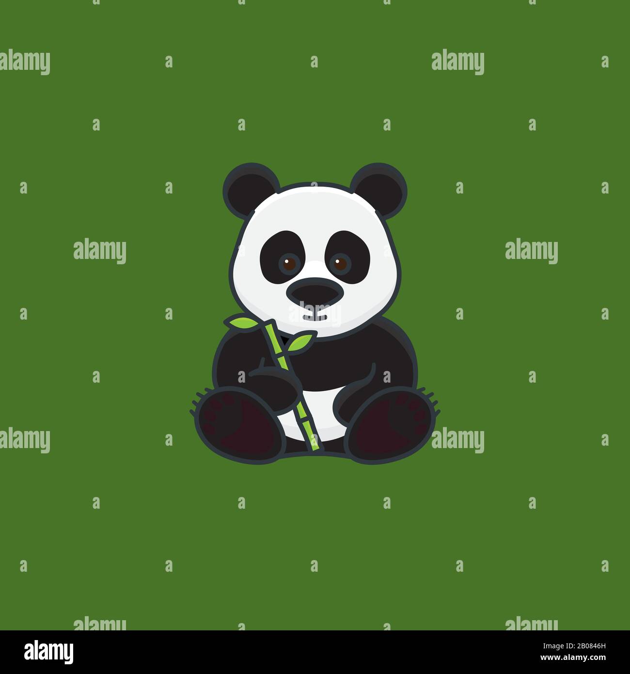 Orso panda gigante con bastone di bambù illustrazione vettore per Panda giorno il marzo 16th. Illustrazione Vettoriale