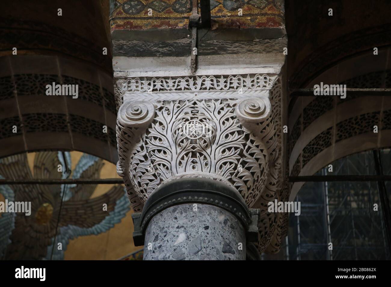Turchia. Istanbul. Hagia Sofia. Capitale bizantina con il monogramma di Giustiniano e Teodora. Foto Stock