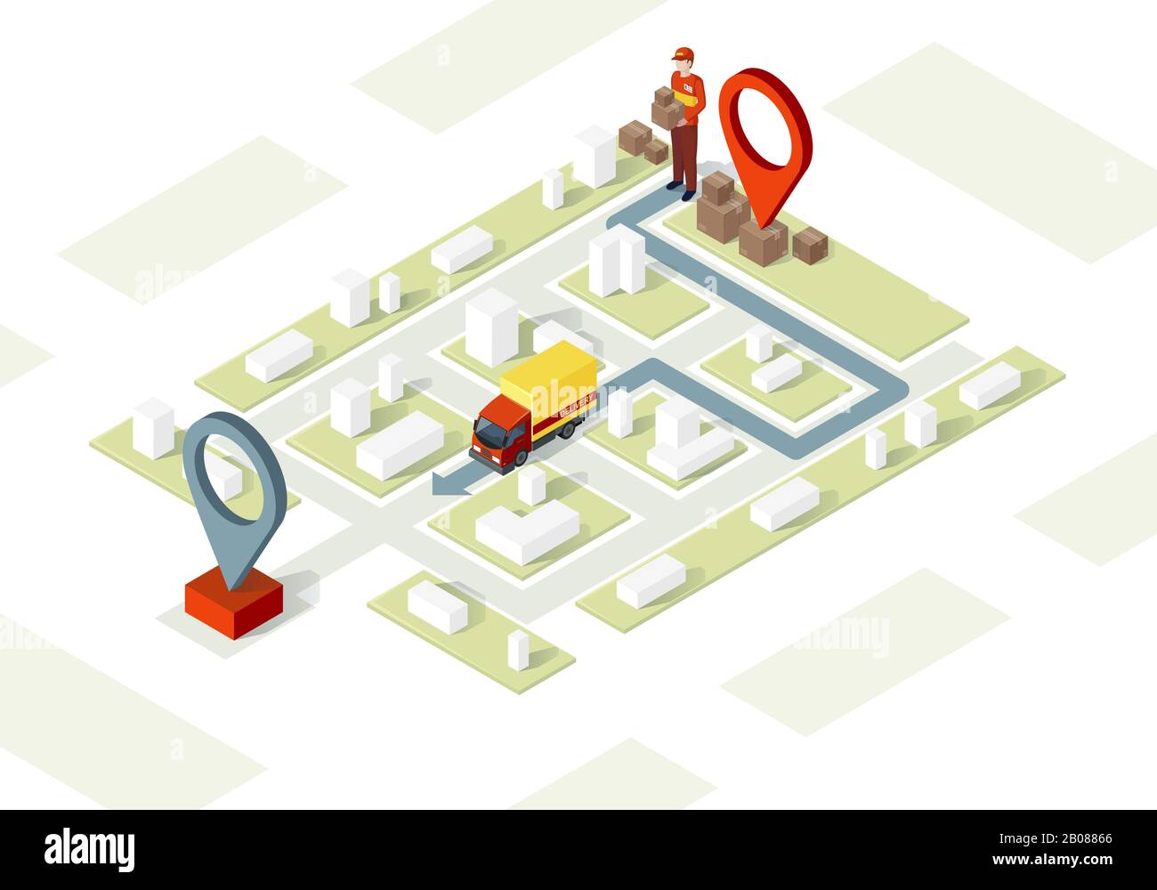 Rappresentazione vettoriale isometrica del servizio di consegna Illustrazione Vettoriale