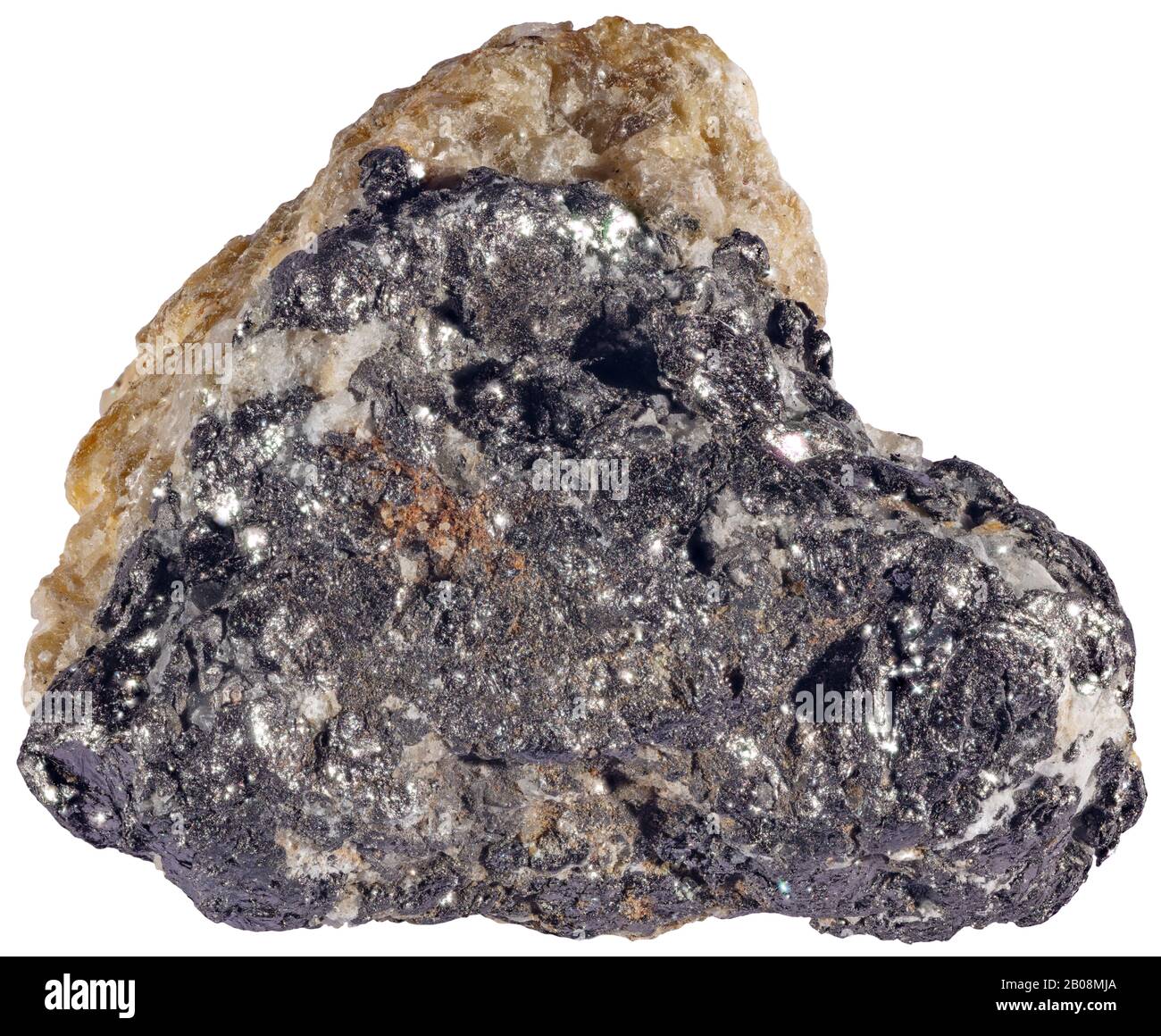 Shungite, Karelia, Russia Shungite Shungite è un mineraloide nero, brillante, non cristallino costituito da oltre il 98% in peso di carbonio. Foto Stock