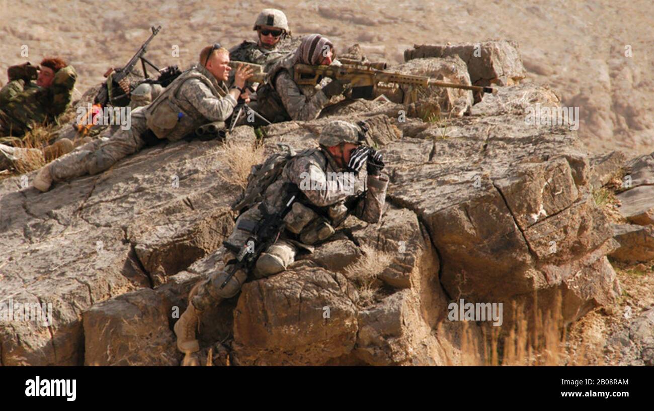 Gruppo SNIPER degli Stati Uniti in Afghanistan. Foto: USArmy/ Sgt. Christopher S Barnhart. Nessuna data. Foto Stock